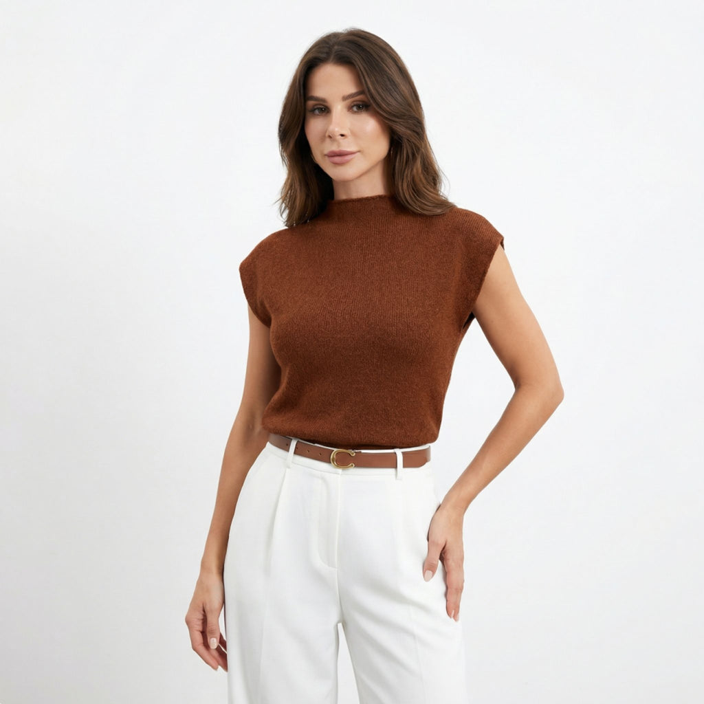 Women’s High Neck Sweater Shirt – Elegant Knit Style