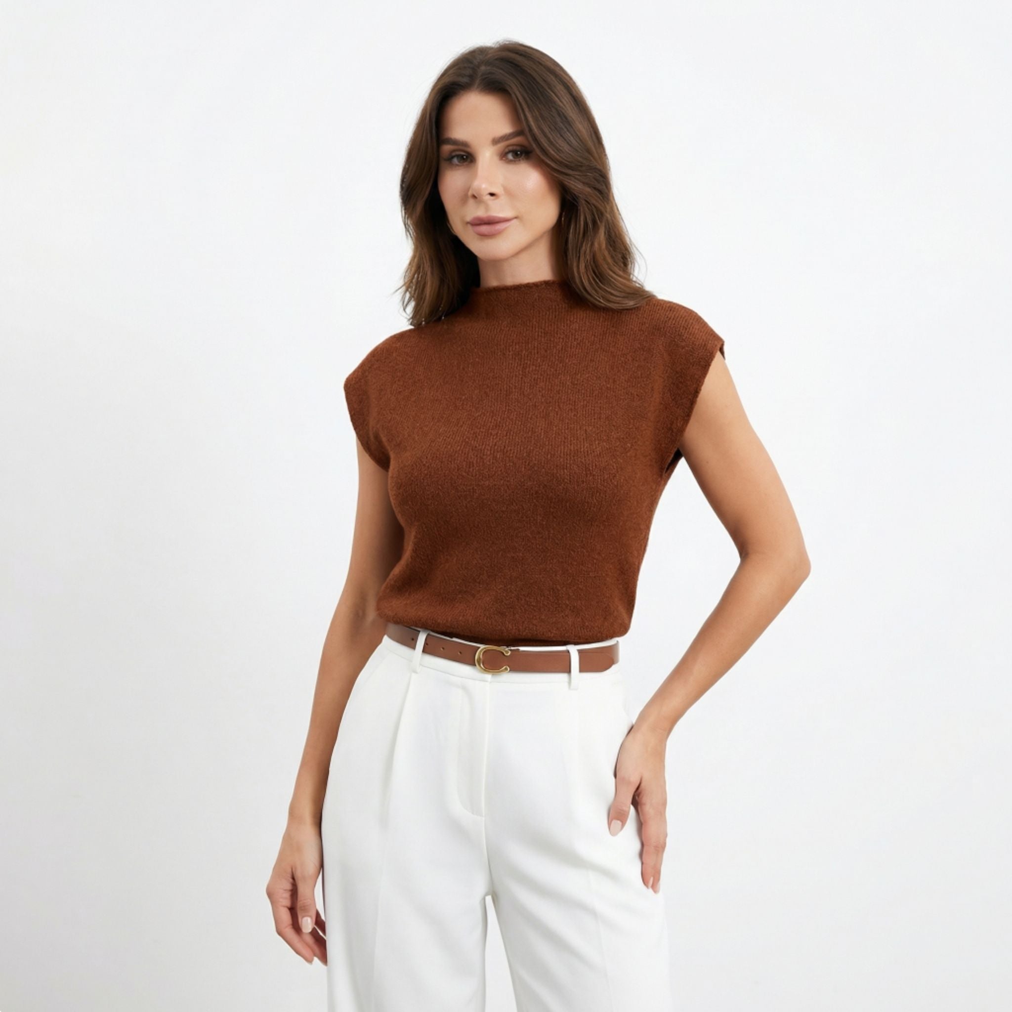 Women’s High Neck Sweater Shirt – Elegant Knit Style