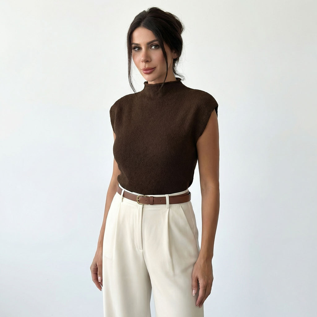 Women’s High Neck Sweater Shirt – Elegant Knit Style