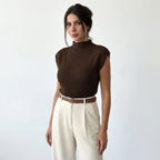 Women’s High Neck Sweater Shirt – Elegant Knit Style