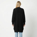 Women’s Long V-Neck Cardigan – Rib-Knit Silhouette