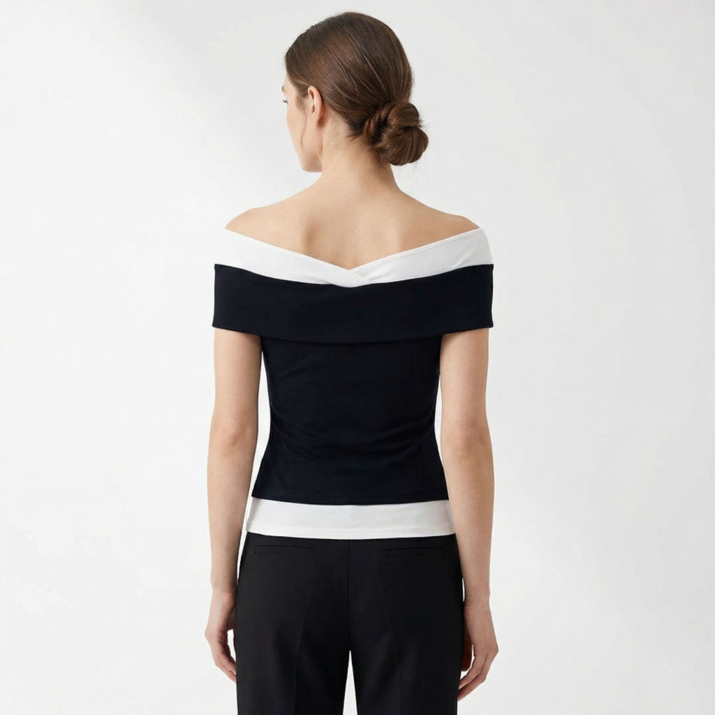 Women’s Off-Shoulder Fitted Top – Clean Jersey Style