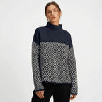 Women’s Patterned Knit Jumper – High Collar Style