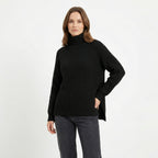 Women’s Turtleneck Casual Sweater – Relaxed Ribbed Knit