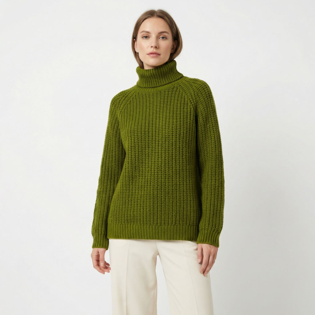 Women’s Turtleneck Casual Sweater – Relaxed Ribbed Knit