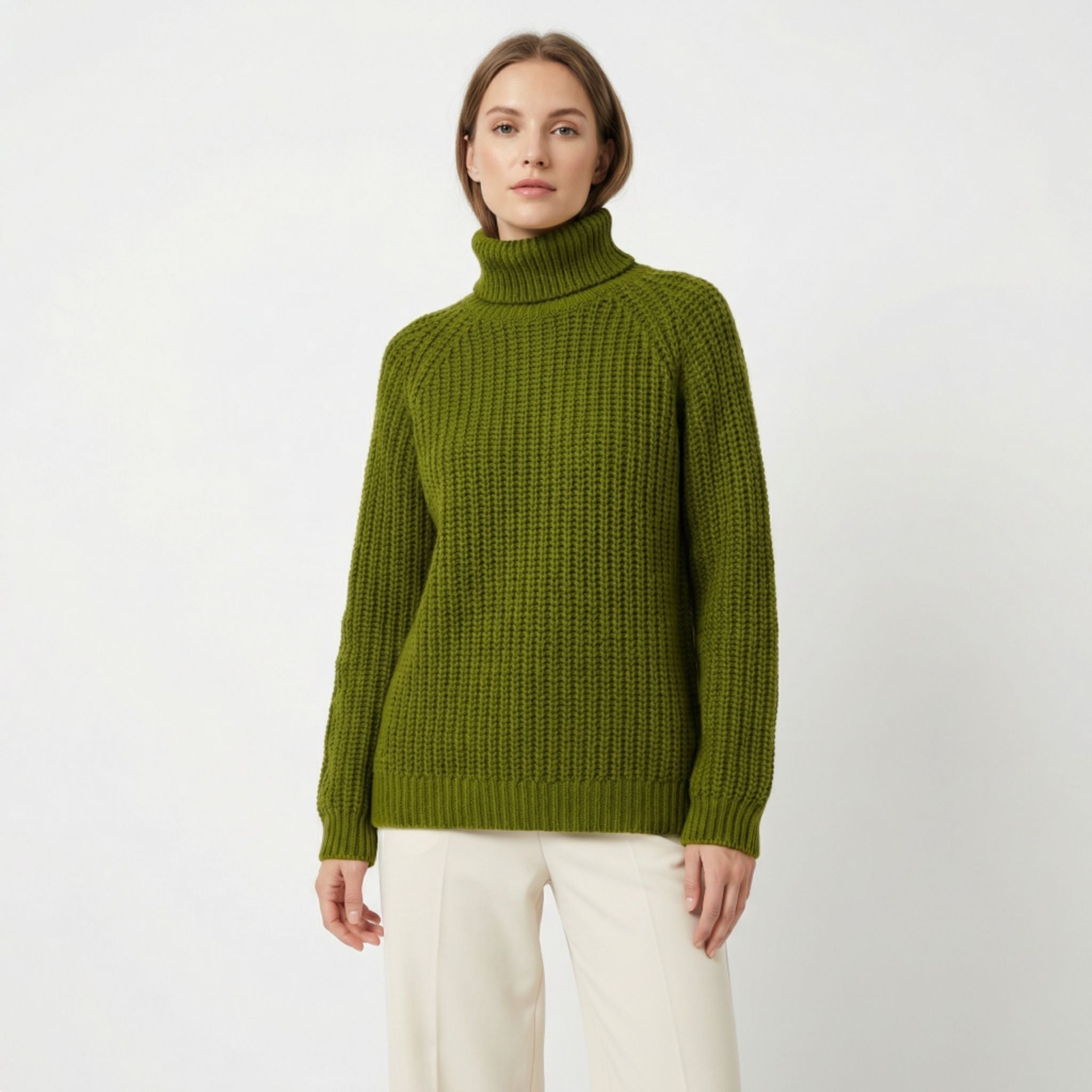 Women’s Turtleneck Casual Sweater – Relaxed Ribbed Knit