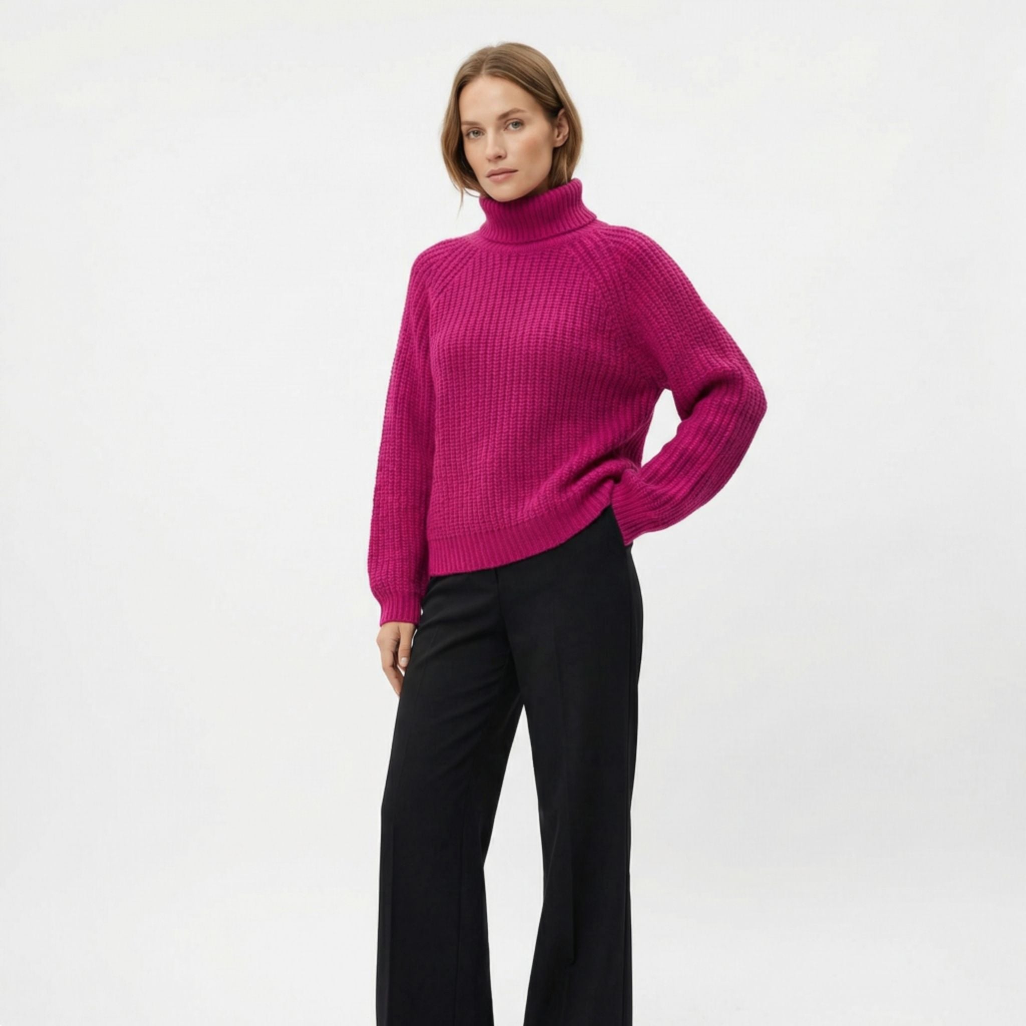 Women’s Turtleneck Casual Sweater – Relaxed Ribbed Knit