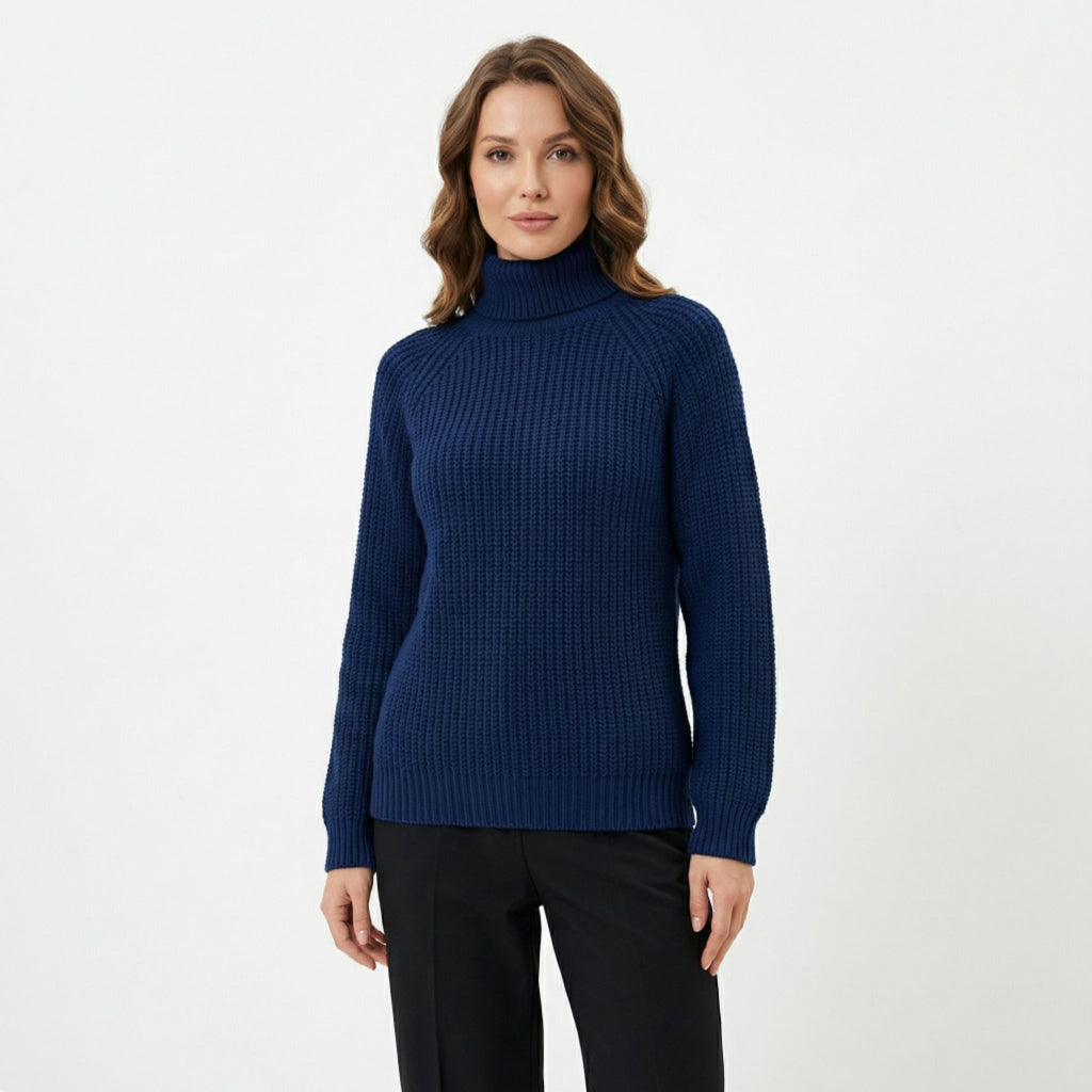 Women’s Turtleneck Casual Sweater – Relaxed Ribbed Knit