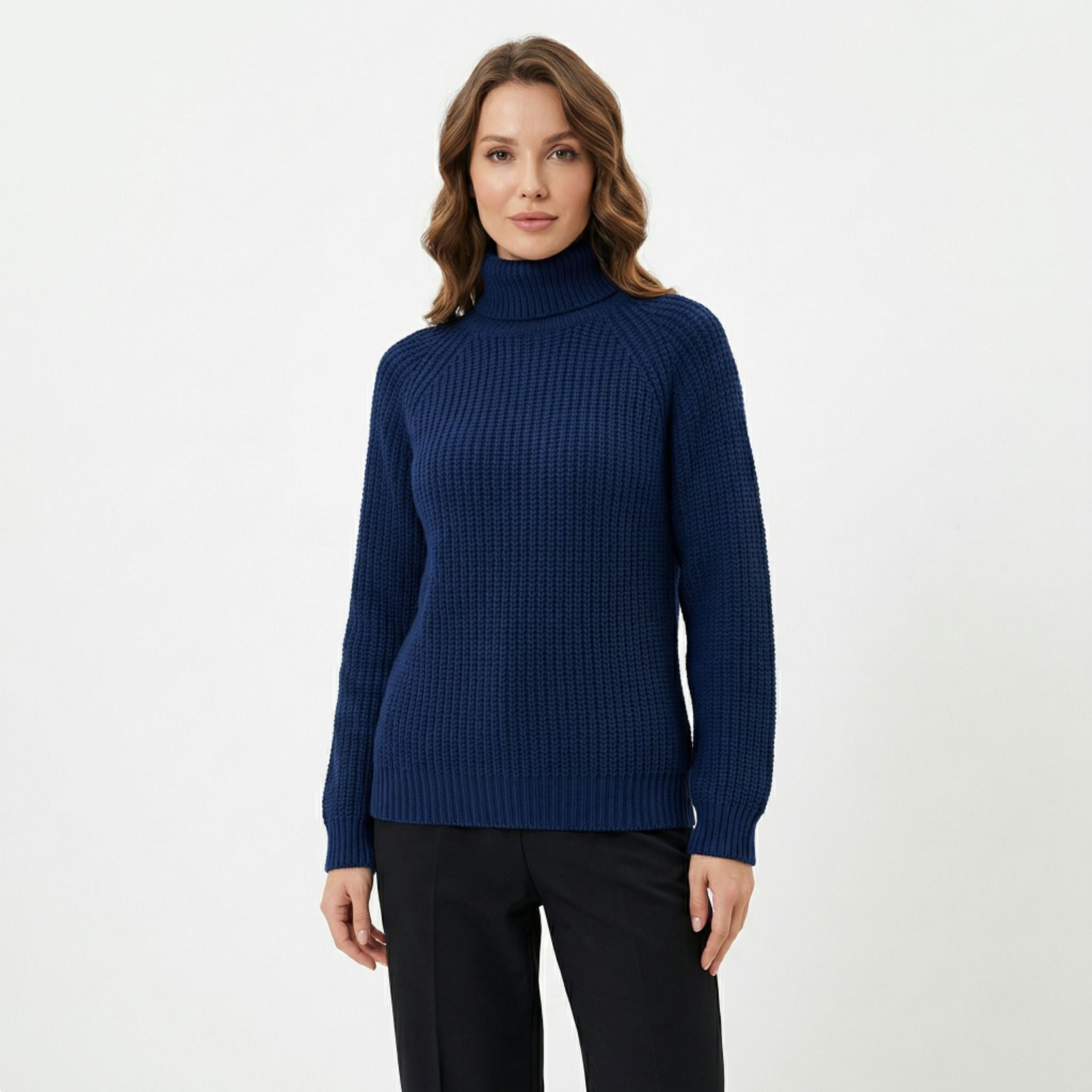 Women’s Turtleneck Casual Sweater – Relaxed Ribbed Knit