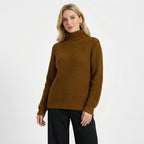 Women’s Turtleneck Casual Sweater – Relaxed Ribbed Knit