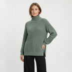 Women’s Turtleneck Casual Sweater – Relaxed Ribbed Knit