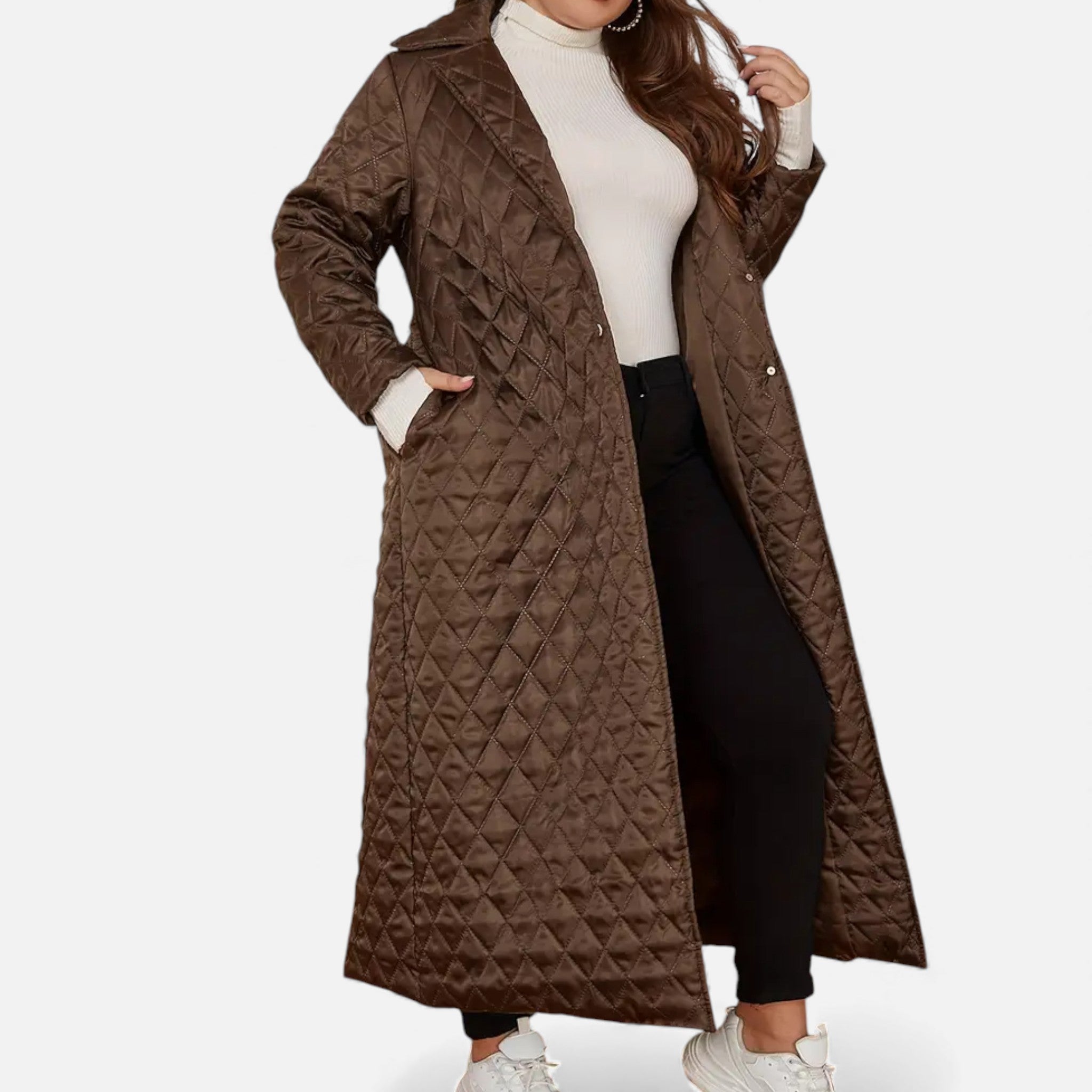 Aveline the Label | Women’s Long Coat with Quilted Detail