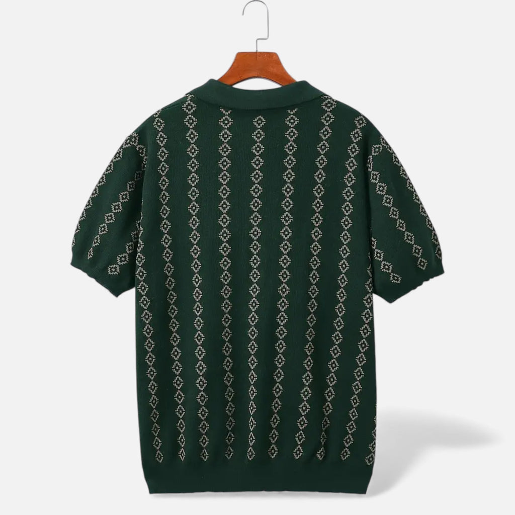 Aveline the Label | Men’s V-Neck Knit Sweater – Short Sleeve, Textured Design