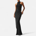 Aveline the Label | Women’s Satin Cut-Out Maxi Dress Silky Grace Sculpted Elegance