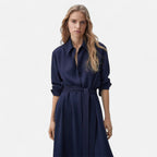 Aveline the Label | Women’s Slim-Fit Cotton-Blend Midi Dress with Belt