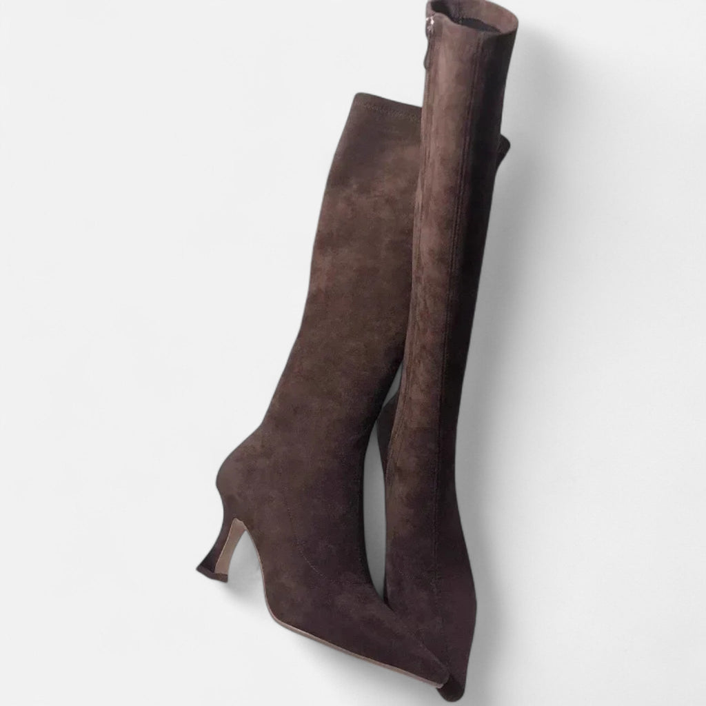 Aveline the Label | Women’s Suede Thigh-High Boots with Heels