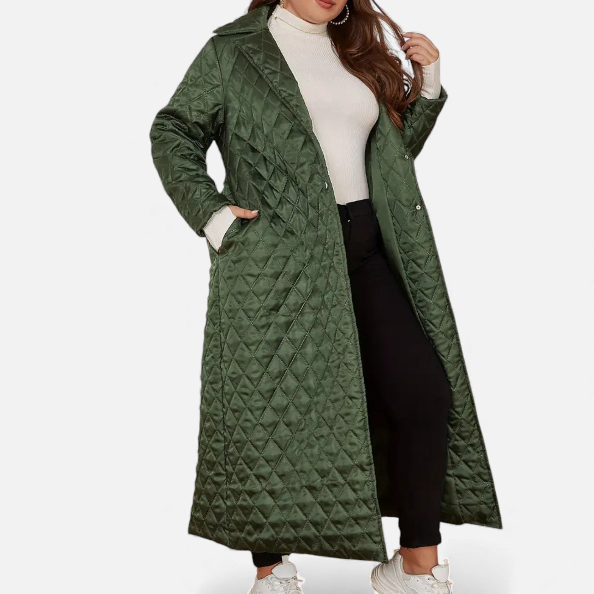 Aveline the Label | Women’s Long Coat with Quilted Detail