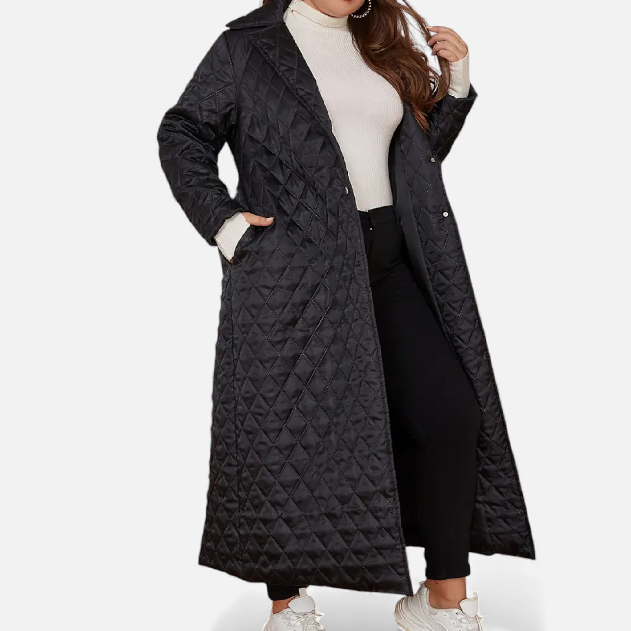 Aveline the Label | Women’s Long Coat with Quilted Detail