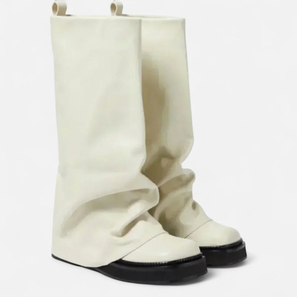 Aveline the Label | Women’s Tall Pleated Boots with a Thick Sole