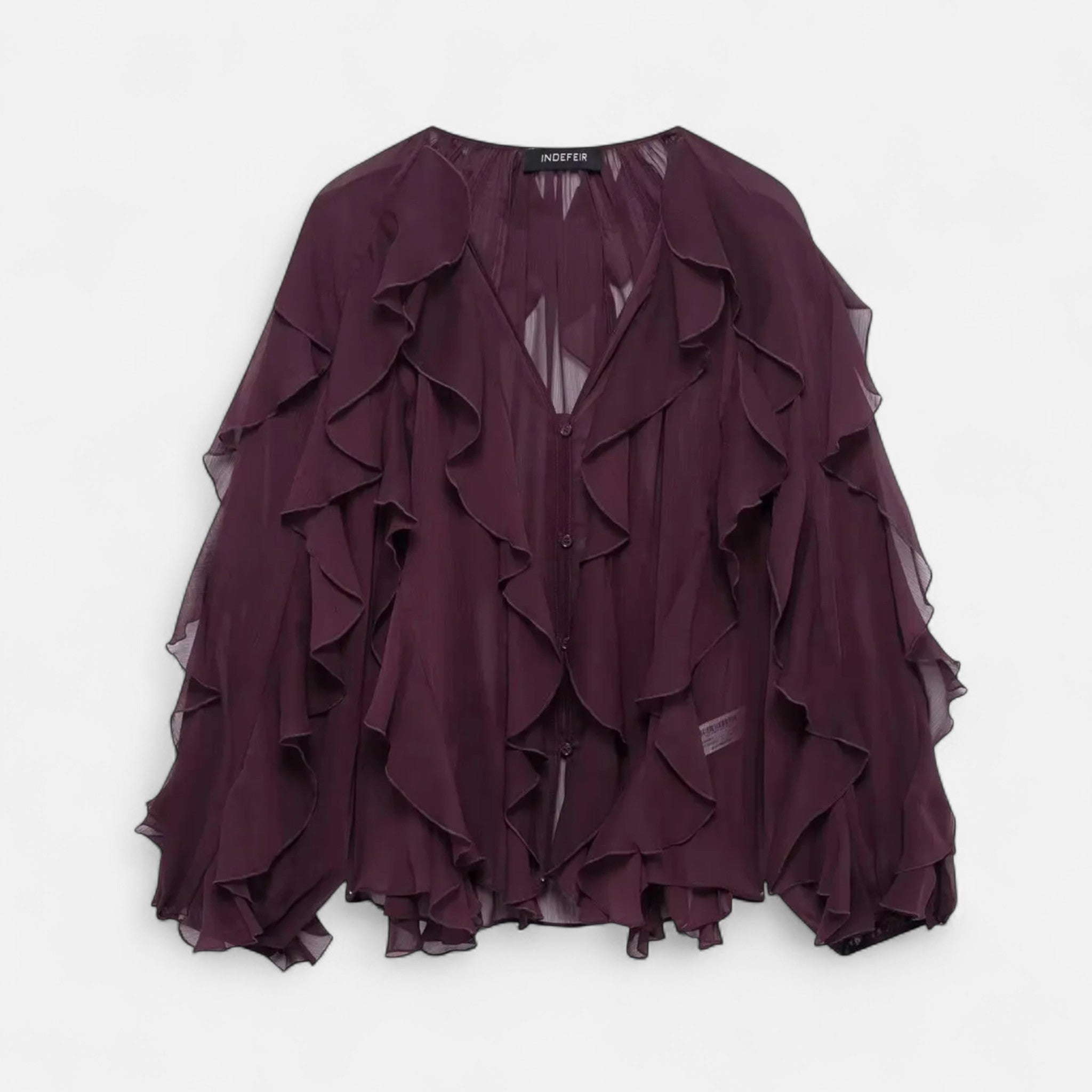Aveline the Label | Women’s Sheer Ruffle Blouse
