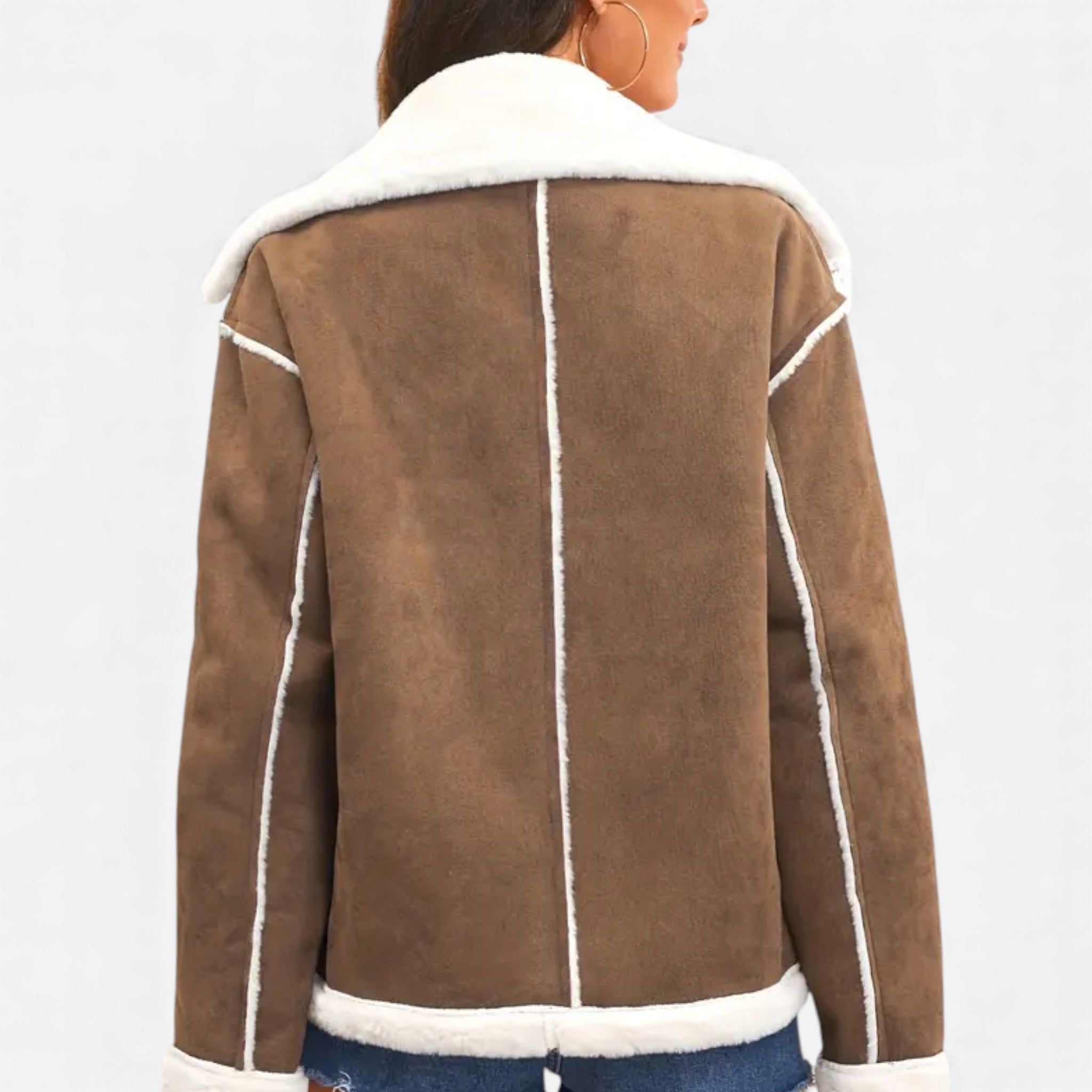 Aveline the Label | Women’s Suede Jacket with White Fur Lining