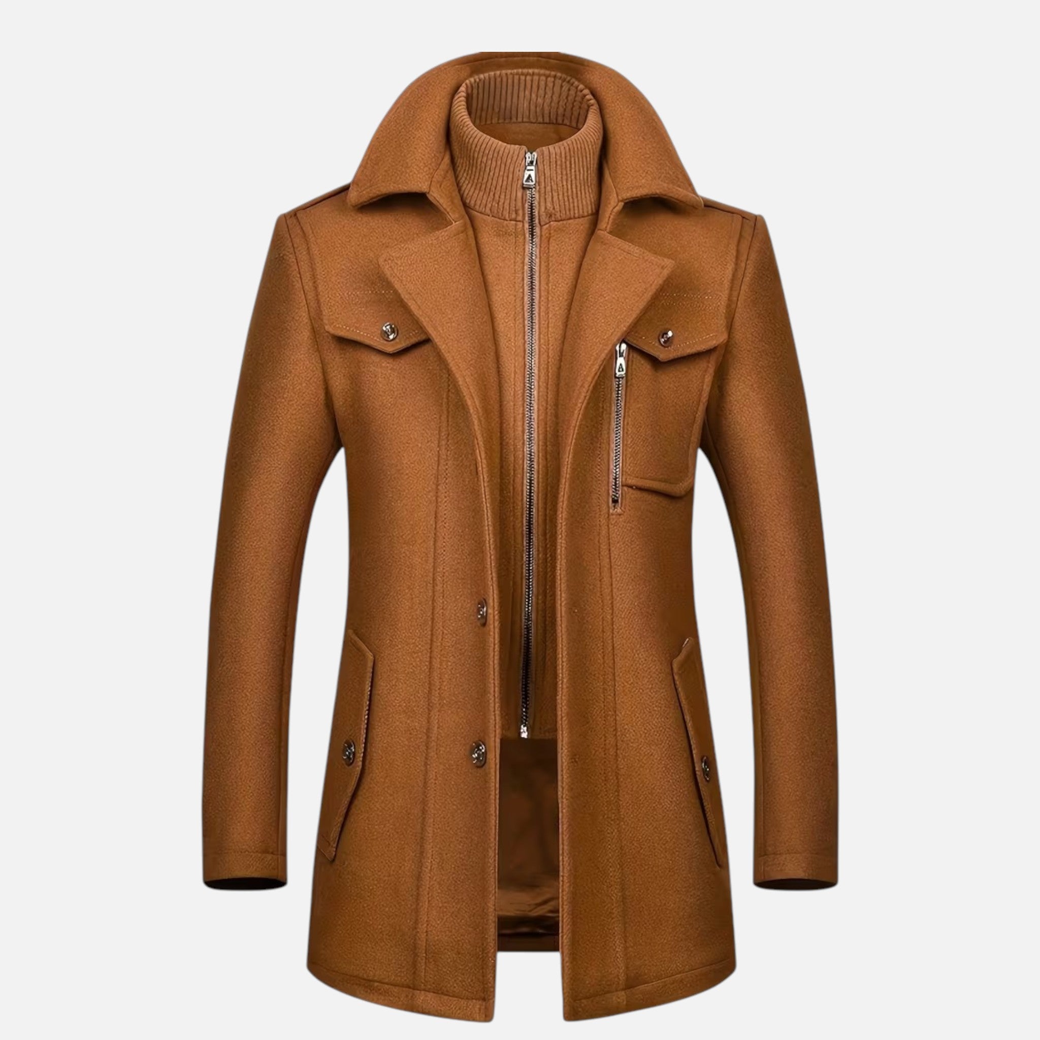 Aveline the Label | Men’s Double-Breasted Round Neck Tweed Coat