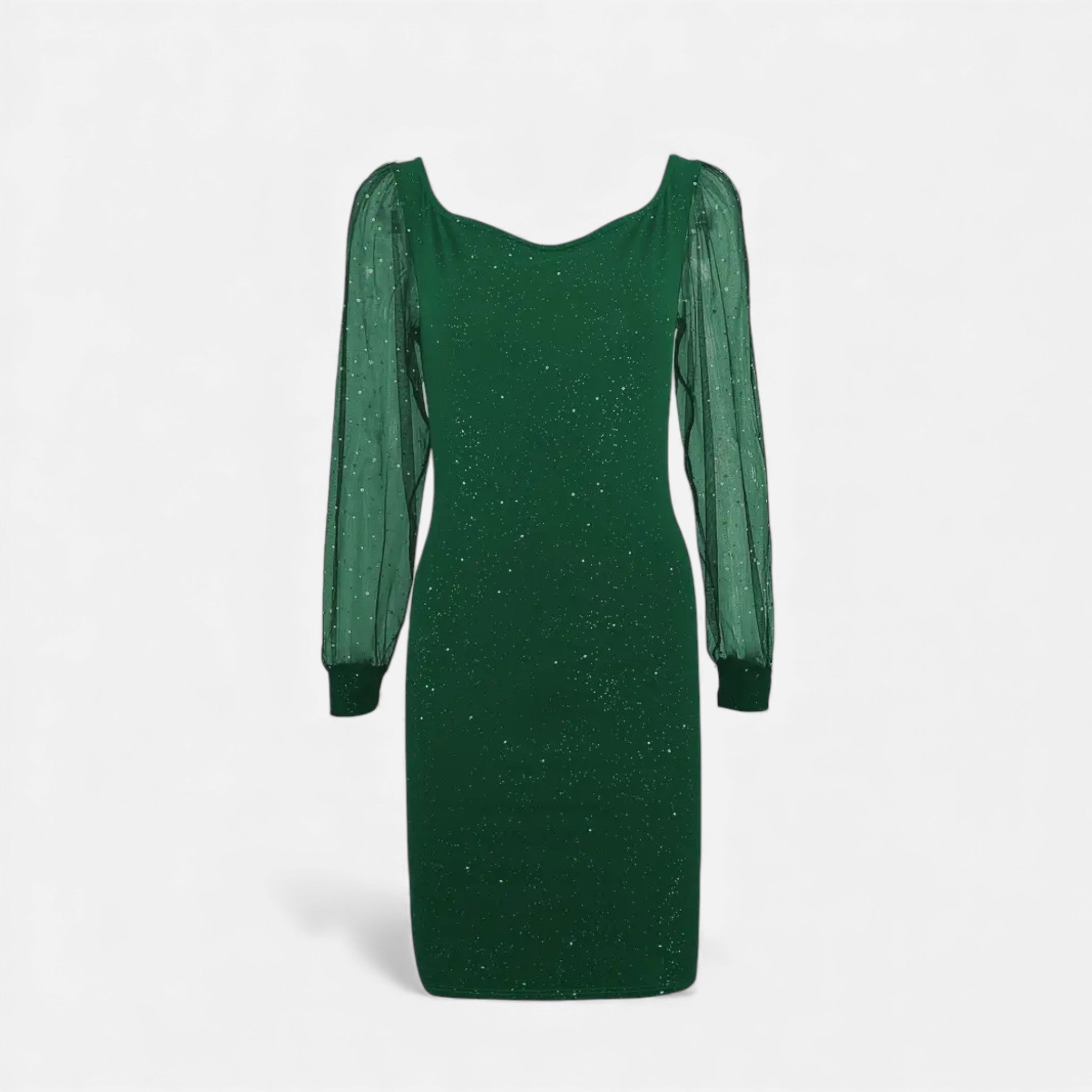 Aveline the Label | Women’s V-Neck Sequin Mesh Bodycon Stretch Dress