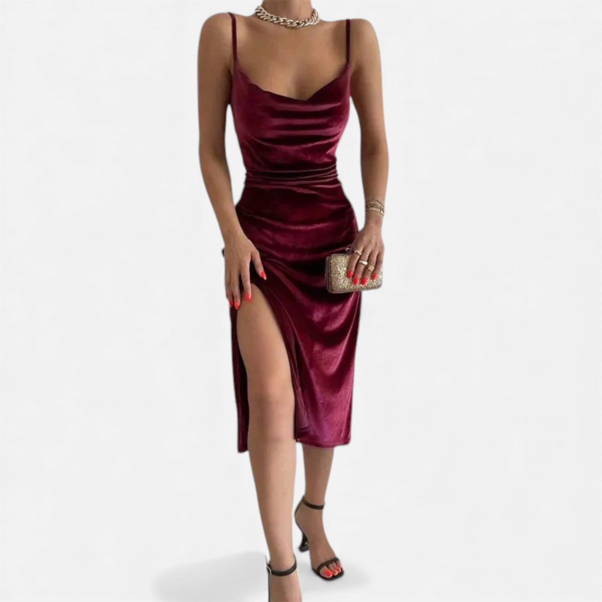Aveline the Label | Women’s Evening Dress with Ruched Detail and Spaghetti Straps