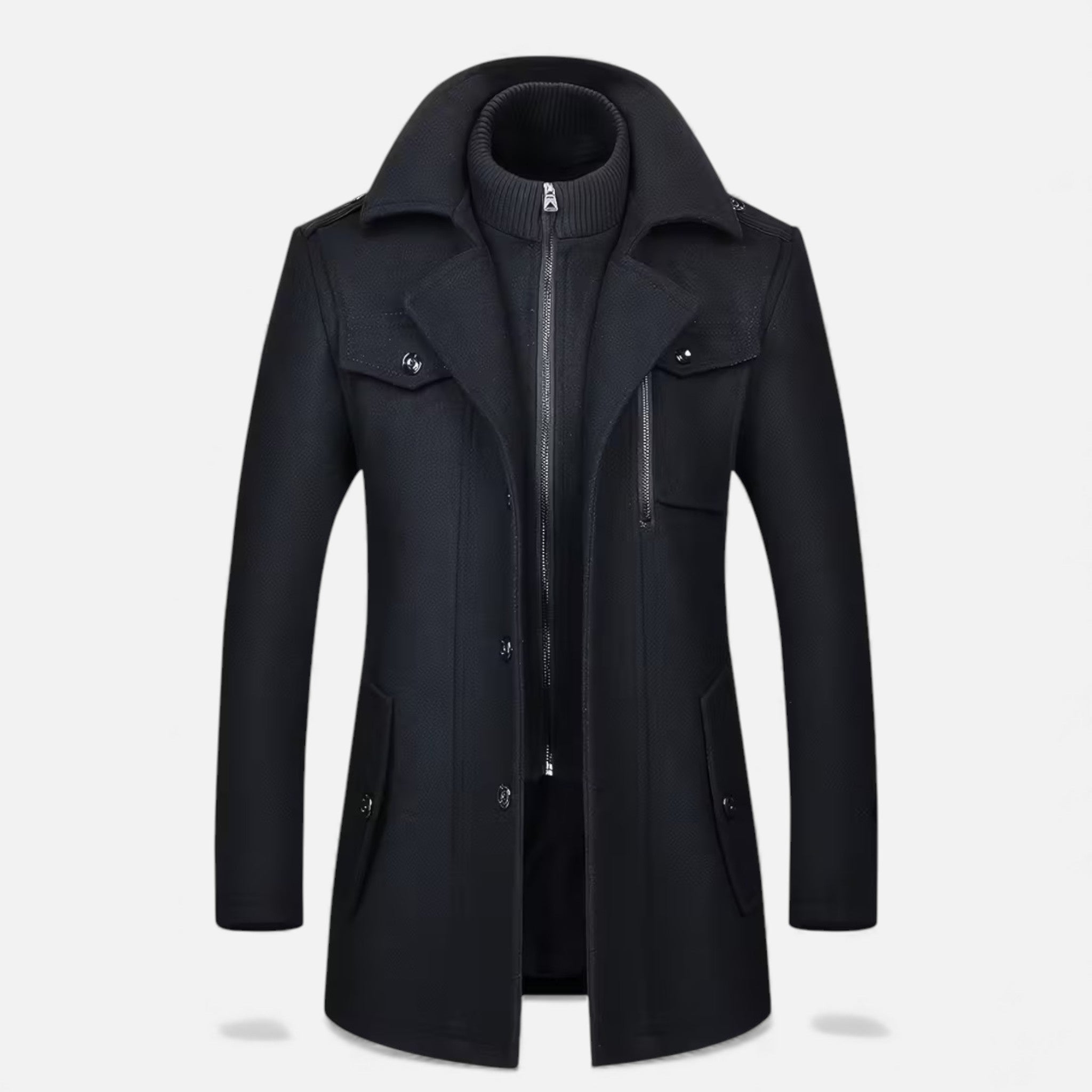 Aveline the Label | Men’s Double-Breasted Round Neck Tweed Coat