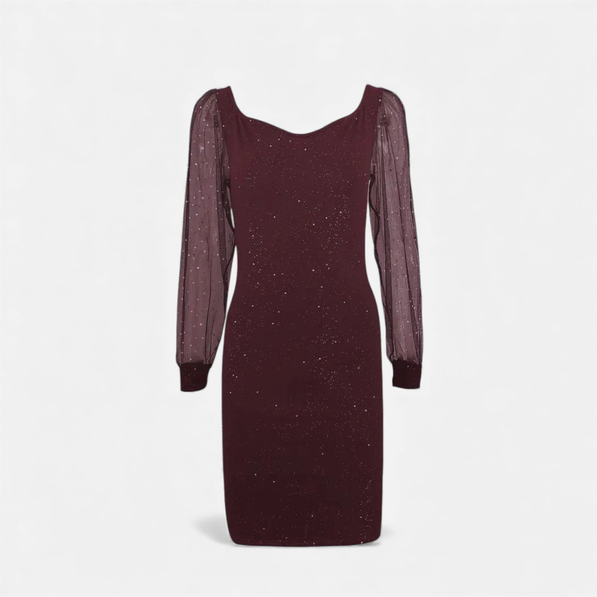 Aveline the Label | Women’s V-Neck Sequin Mesh Bodycon Stretch Dress