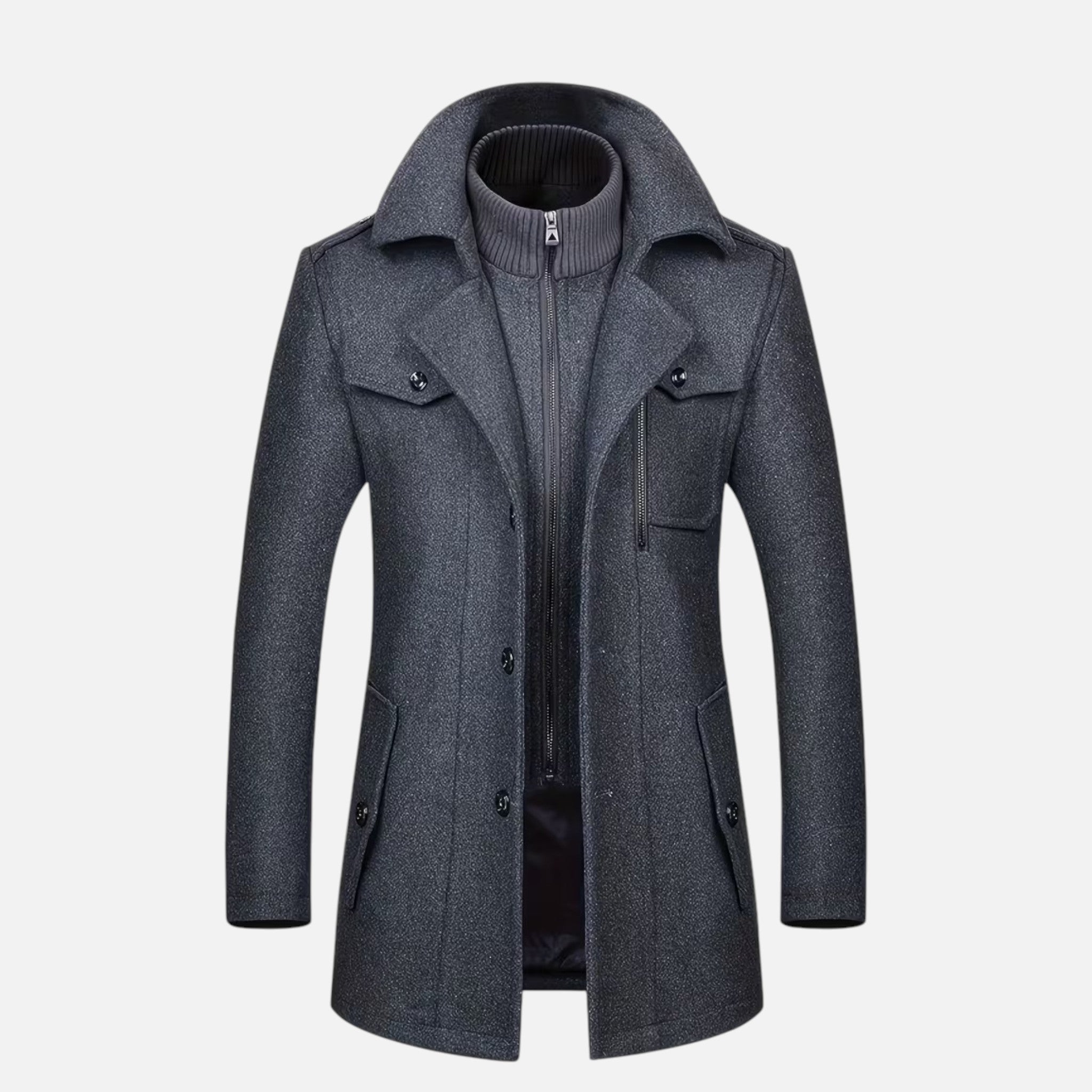 Aveline the Label | Men’s Double-Breasted Round Neck Tweed Coat