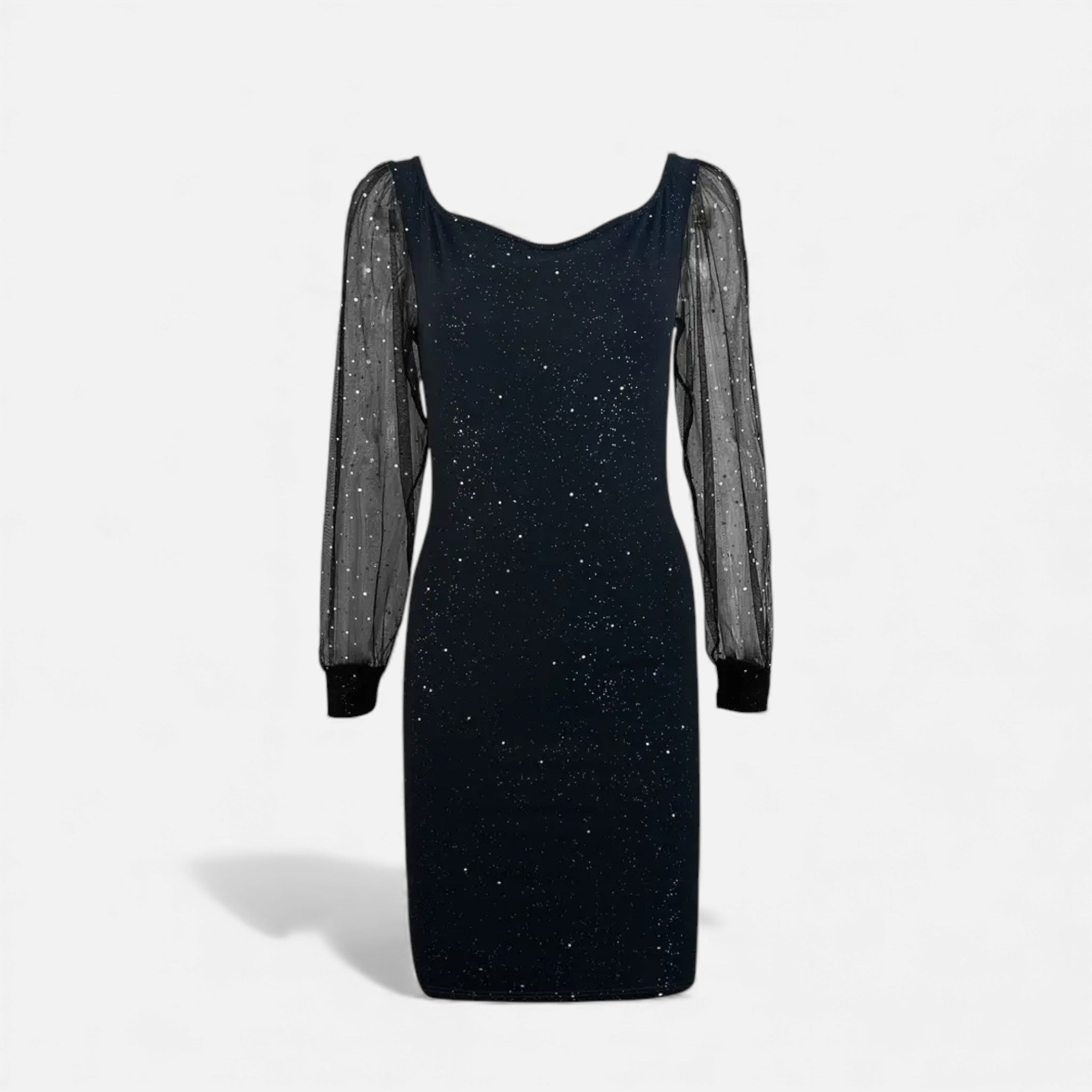 Aveline the Label | Women’s V-Neck Sequin Mesh Bodycon Stretch Dress