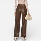 Aveline the Label | Women’s Faux Leather Straight-Leg Pants with Zipper Fly