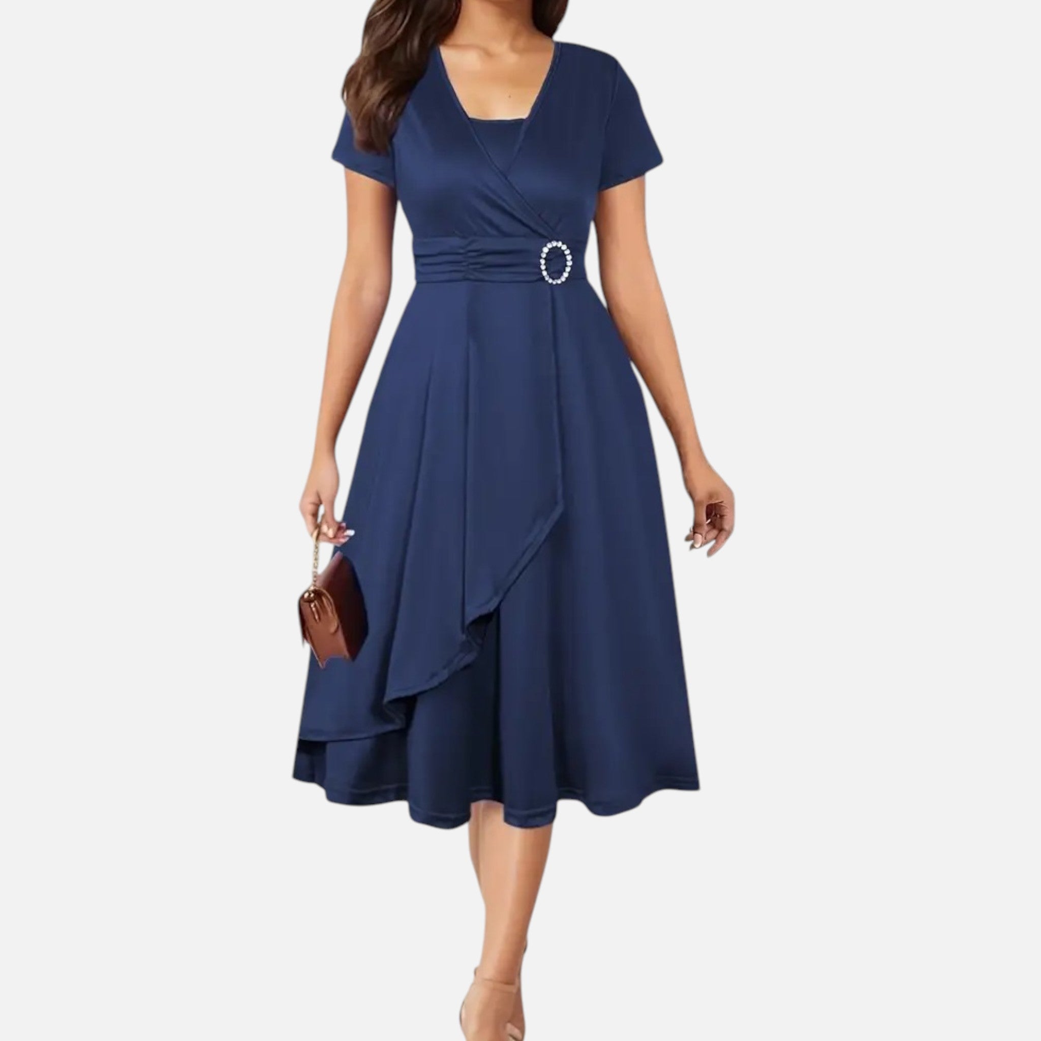 Aveline the Label | Women’s V-Neck Evening Dress with short sleeves
