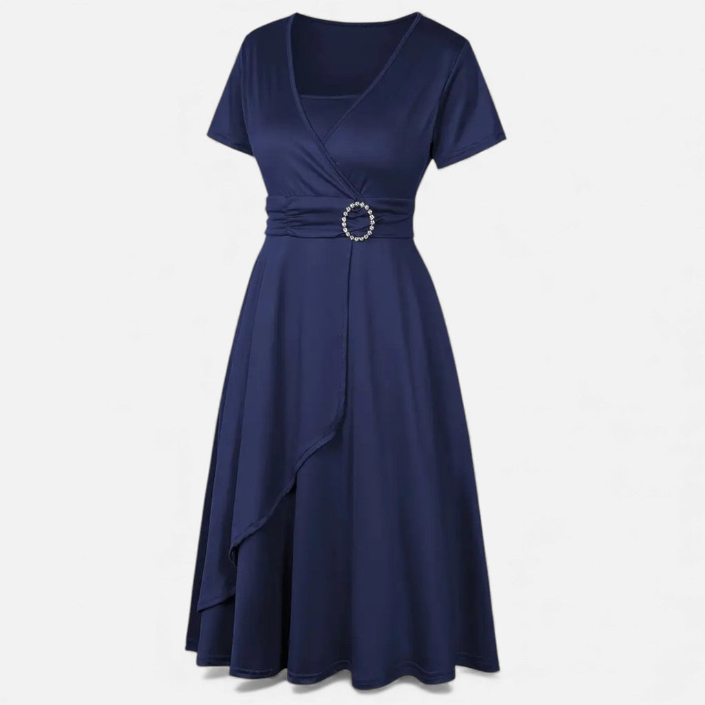 Aveline the Label | Women’s V-Neck Evening Dress with short sleeves