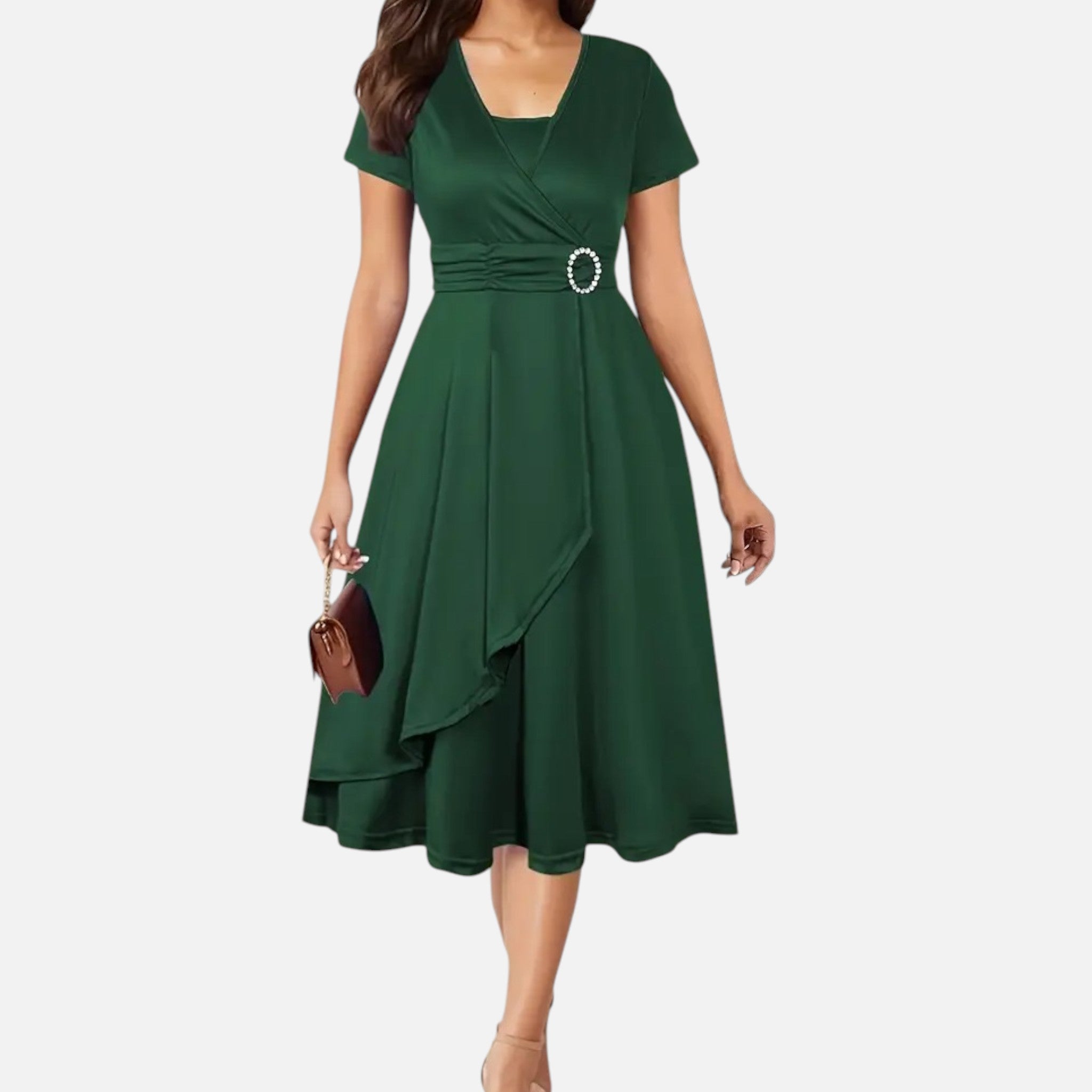 Aveline the Label | Women’s V-Neck Evening Dress with short sleeves