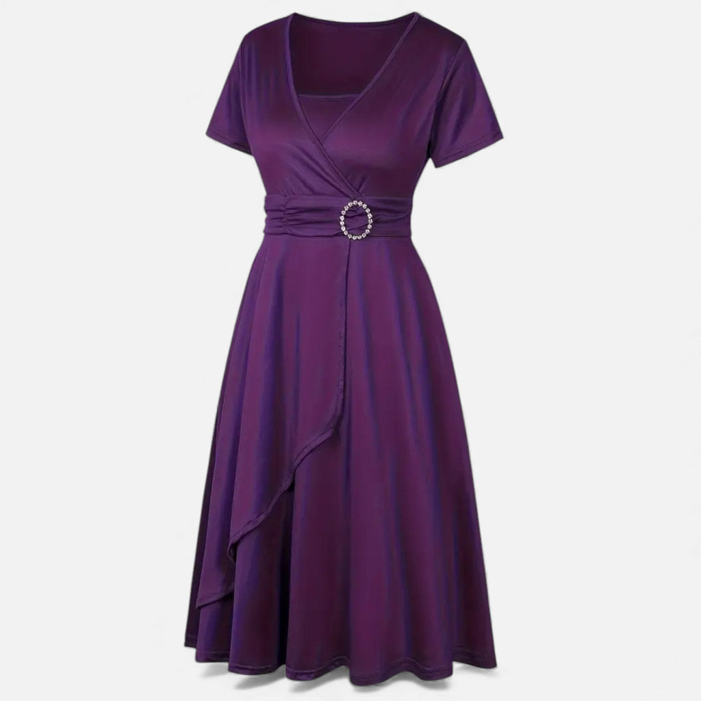 Aveline the Label | Women’s V-Neck Evening Dress with short sleeves