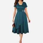 Aveline the Label | Women’s V-Neck Evening Dress with short sleeves