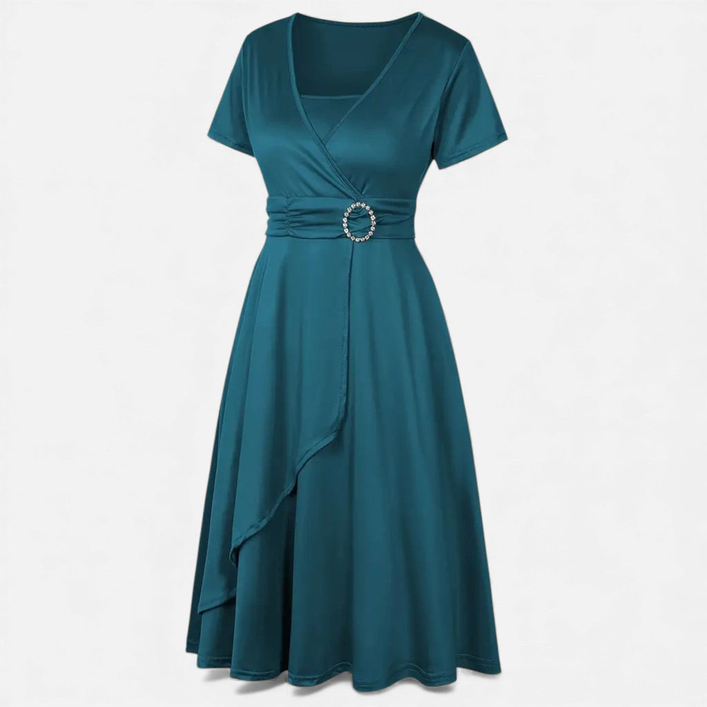 Aveline the Label | Women’s V-Neck Evening Dress with short sleeves