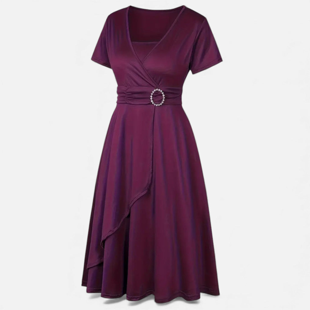 Aveline the Label | Women’s V-Neck Evening Dress with short sleeves