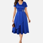 Aveline the Label | Women’s V-Neck Evening Dress with short sleeves