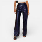 Aveline the Label | Women’s Faux Leather Straight-Leg Pants with Zipper Fly