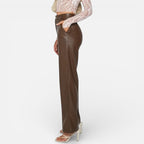 Aveline the Label | Women’s Faux Leather Straight-Leg Pants with Zipper Fly