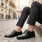 Men’s Brogue Oxford Shoes – Lace-Up Round Toe Design