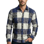 Men’s Button Up Shirt – Long Sleeve Plaid Pattern