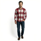 Men’s Button Up Shirt – Long Sleeve Plaid Pattern