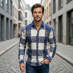 Men’s Button Up Shirt – Long Sleeve Plaid Pattern