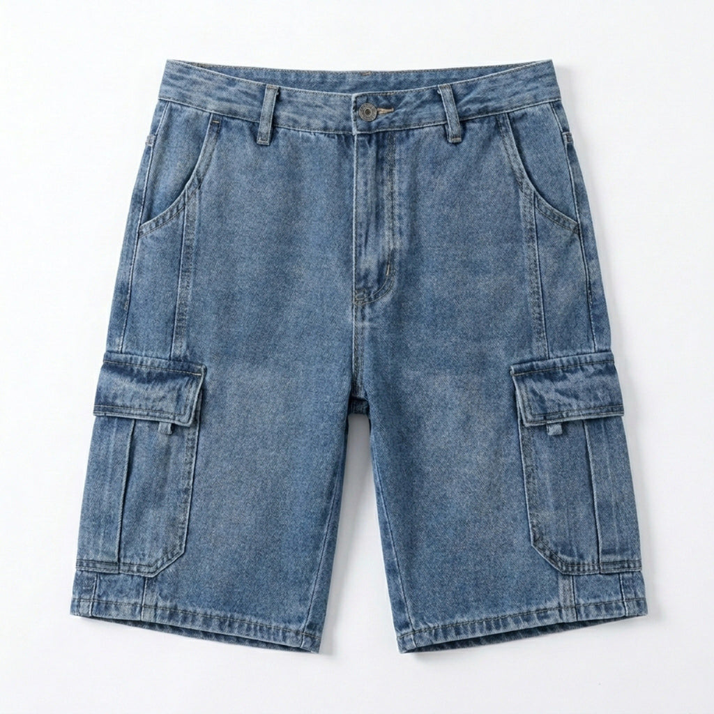 Men’s Cargo Denim Shorts – Relaxed Fit Design