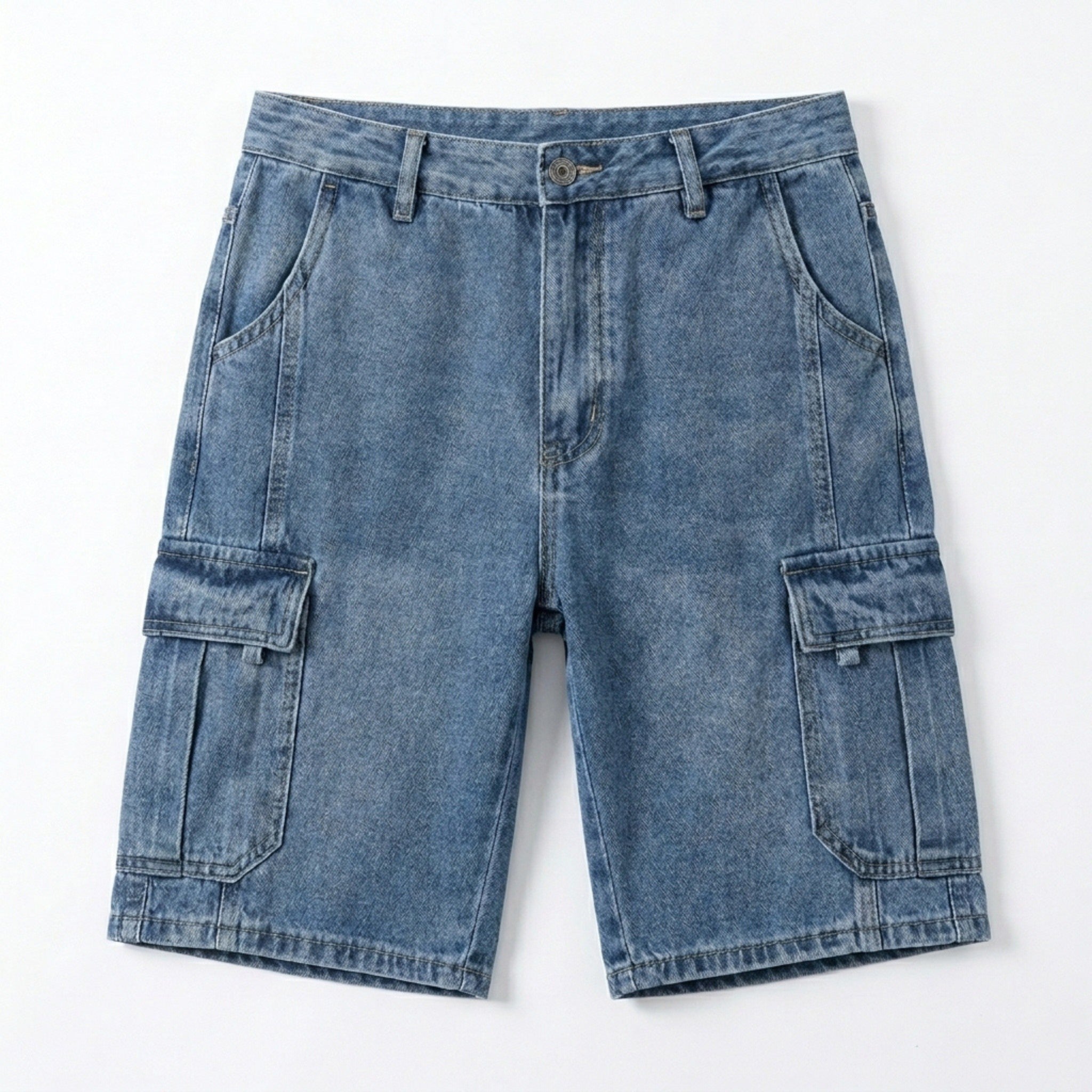 Men’s Cargo Denim Shorts – Relaxed Fit Design