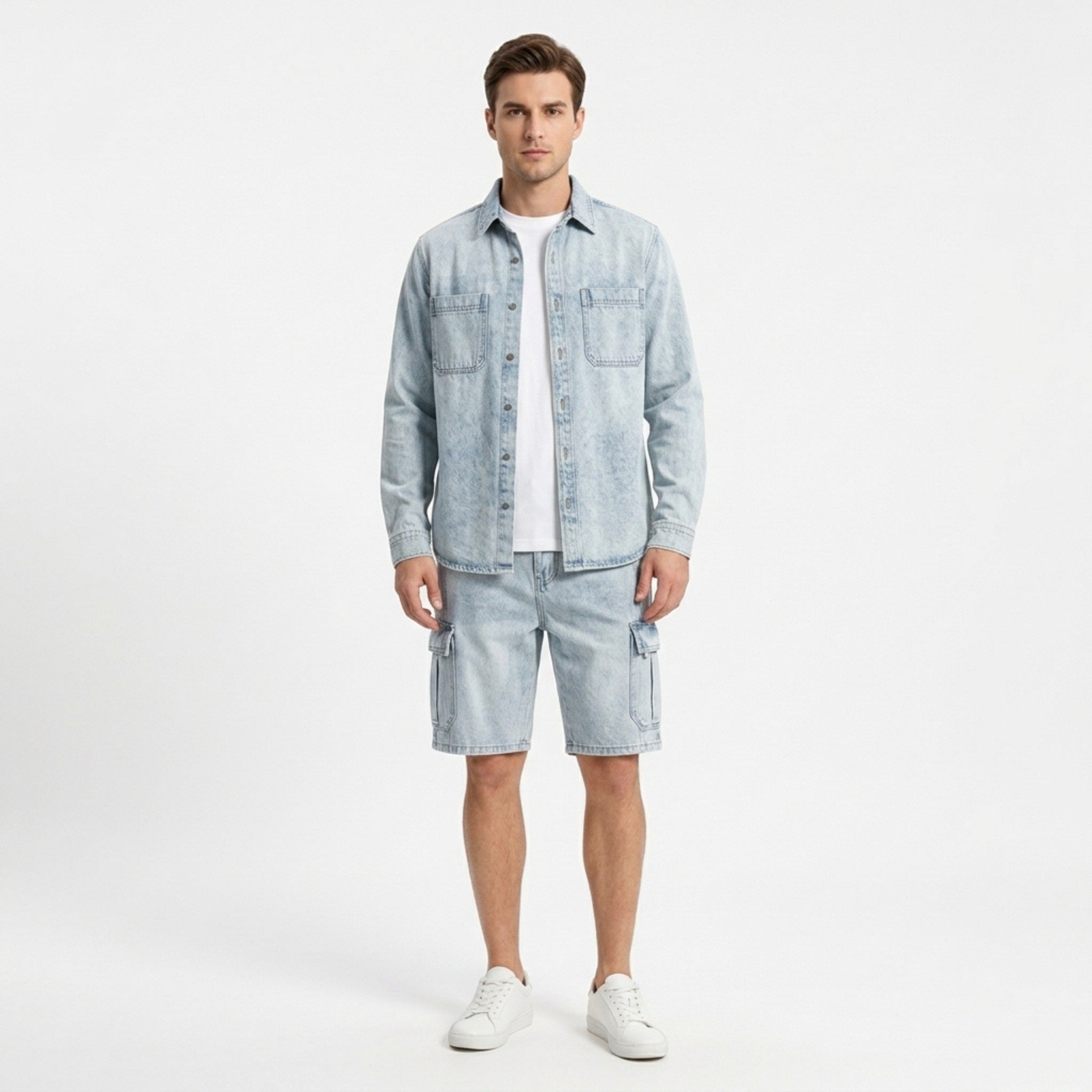Men’s Cargo Denim Shorts – Relaxed Fit Design